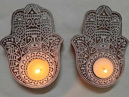 Hamsa Hand Tea Light Holder | Set Of 2 Online now