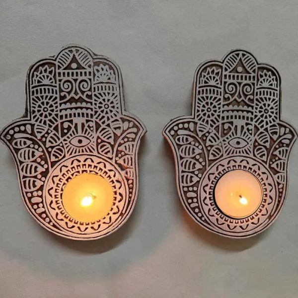 Hamsa Hand Tea Light Holder | Set Of 2 Online now