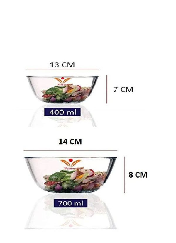 Glass All-Purpose Mixing Bowl | Set of 2 | 400 ml & 700 ml Online