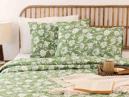 Green Genda Phool Cotton Duvet Cover | Double Size | 90 x 108 Inches Online