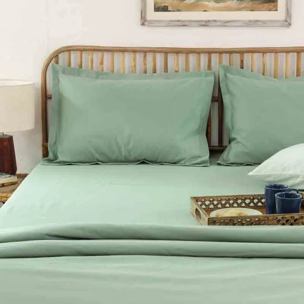 Green Sage Cotton Satin Bedding Set With Pillow Cover | Double Size | 90 x 108 Inches Supply