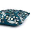 Teal Tara Hand Embroidered Faux Silk Cushion Cover | 12 x 12 inches , 16 x 16 inches , 12 x 20 inches , 20 x 20 inches on Sale