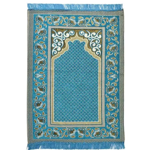 Floral Printed Chenille Janamaz Prayer Floormat | 42 x 27 inches Discount