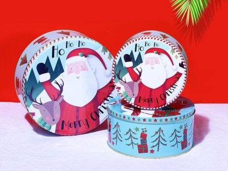 Joyful Santa Round Storage Box | Set of 3 Discount