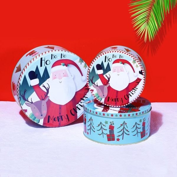 Joyful Santa Round Storage Box | Set of 3 Discount