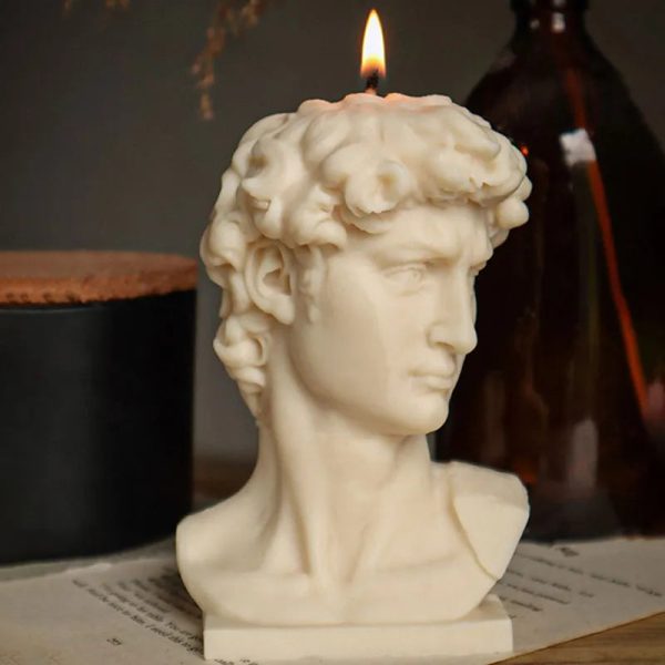 Big David Greek Sculpted Candle | 7.6 x 7.6 x 14 cm   3 x 3 x 5.5 inches For Sale