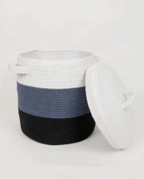 Tri Color Cotton Storage Basket With Lid Cheap