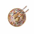 Gladiolus Harmony Print Wooden Salad Dip Bowl With 2 Servers | Set of 1 Bowl With 2 Servers on Sale