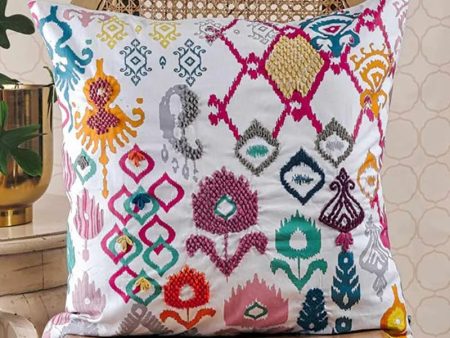 Punch Ikat Embroidery Cotton Cushion Cover| 16 x 16 inches , 12 x 20 inches , 20 x 20 inches Online