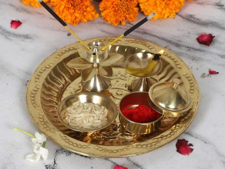 Small Brass Pooja Thali Set on Sale