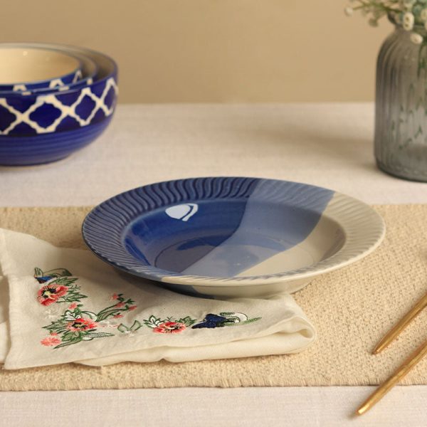 Elegante Blue Bird Ceramic Deep Pasta Plate | 9 inches Sale