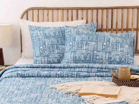 Blue Gamathi Cotton Duvet Cover | Single Size | 60 x 90 Inches Hot on Sale