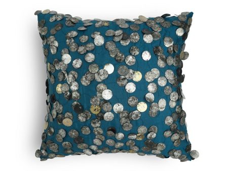 Teal Tara Hand Embroidered Faux Silk Cushion Cover | 12 x 12 inches , 16 x 16 inches , 12 x 20 inches , 20 x 20 inches on Sale