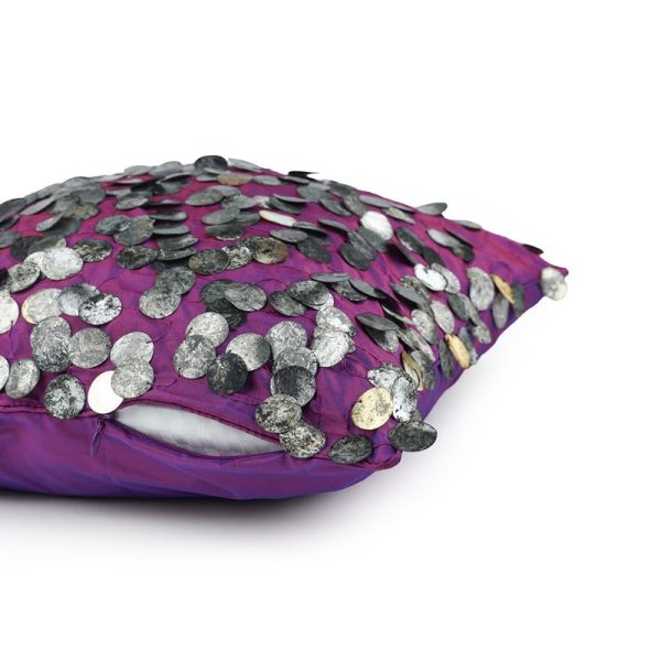 Purple Tara Hand Embroidered Faux Silk Cushion Cover | 12 x 12 inches , 16 x 16 inches , 12 x 20 inches , 20 x 20 inches Supply