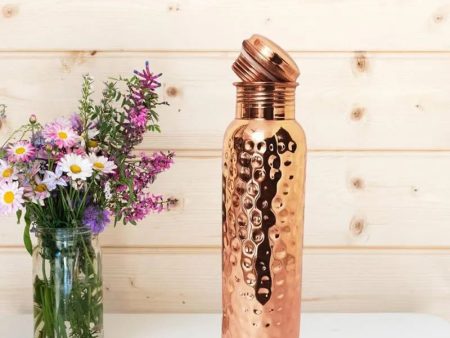 Hammered Copper Bottle with Cleaning Brush | 1 Litre on Sale