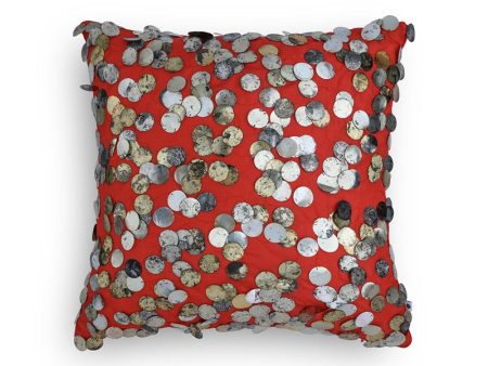 Red Tara Hand Embroidered Faux Silk Cushion Cover | 12 x 12 inches , 16 x 16 inches , 12 x 20 inches , 20 x 20 inches Cheap