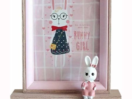 Pink Bunny Wooden Photo Frame With Rabbit Online Hot Sale