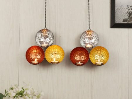 Hanging Tealight With Triple Color Tones | Set of 2 on Sale