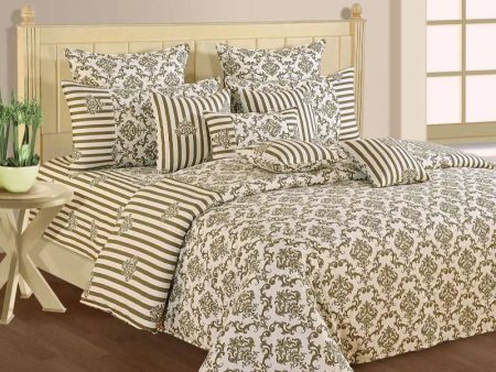 Beautiful Off-White Floral Print Cotton Bedding Set With Pillow Covers | Double Size | 90 x 108 Inches Discount