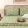 Green Genda Phool Cotton Bedding Set With Pillow Cover | Double Size | 90 x 108 Inches Online Hot Sale