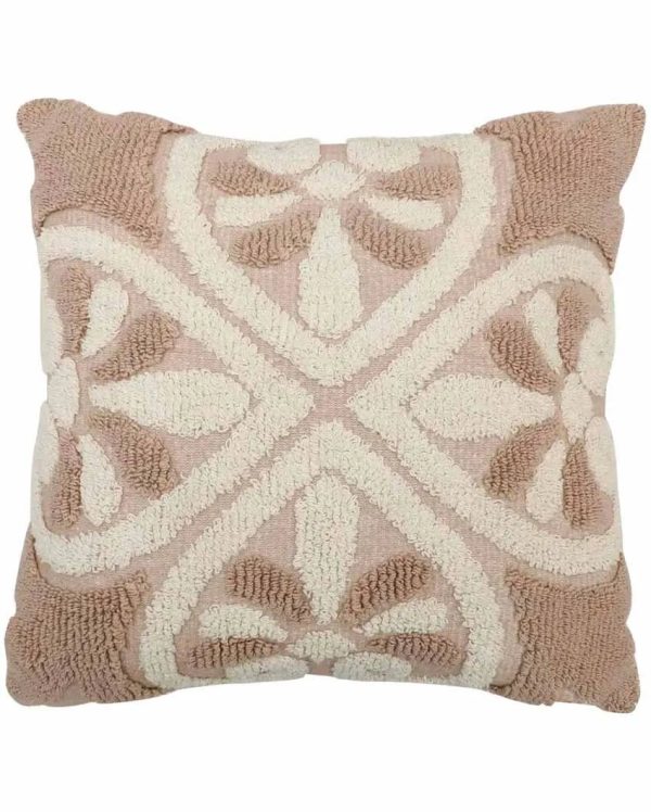 Floral & Leaf Knitted Tufted Cotton Cushion Cover | 18 X 18 Inches Sale