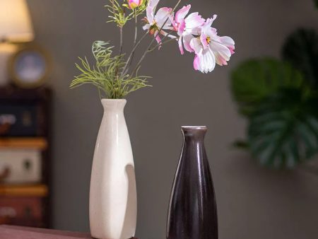 Black & White Ceramic Handcrafted Flower Vase | Set of 2 Online Hot Sale