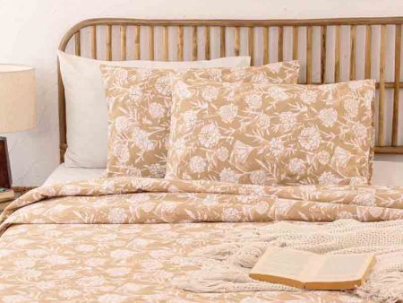 Beige Genda Phool Cotton Duvet Cover | Double Size | 90 x 108 Inches on Sale