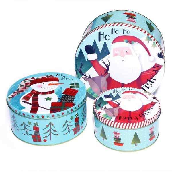 Joyful Santa Round Storage Box | Set of 3 Discount