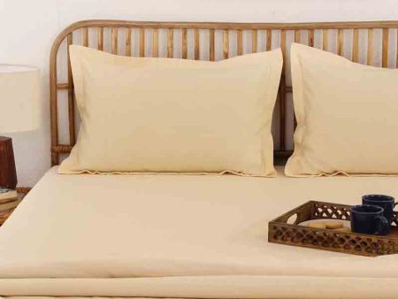 Beige Ginger Cotton Bedding Set With Pillow Cover | Double Fitted  | 72 x 75 Inches For Discount