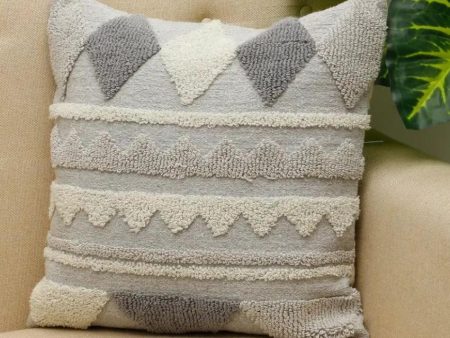 Triangle Lanes Knitted Tufted Cotton Cushion Cover | 18 x 18 Inches Online now