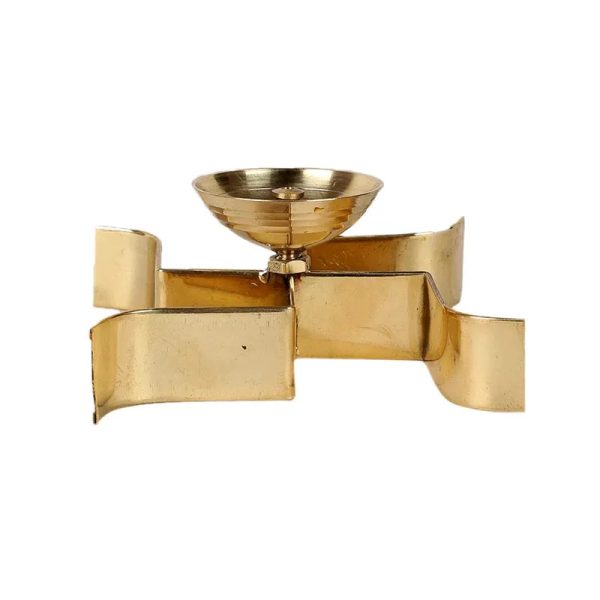 Golden Brass Satiya Design Diya | Gold | Set Of 2 on Sale