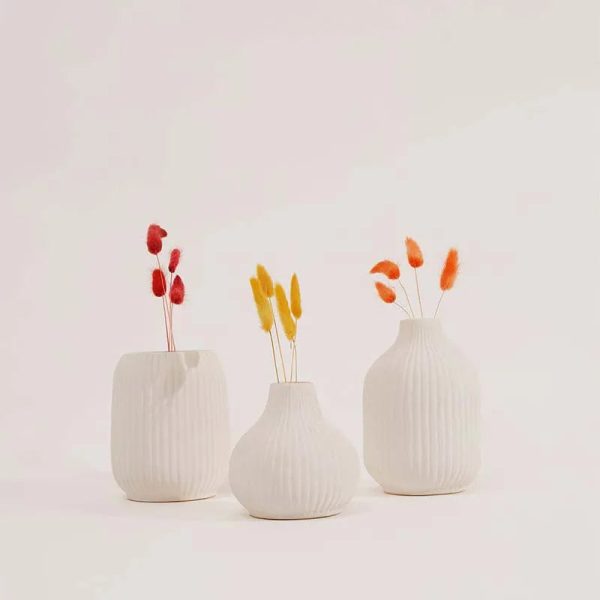 White Ivory Design Vase | Set Of 3 For Discount