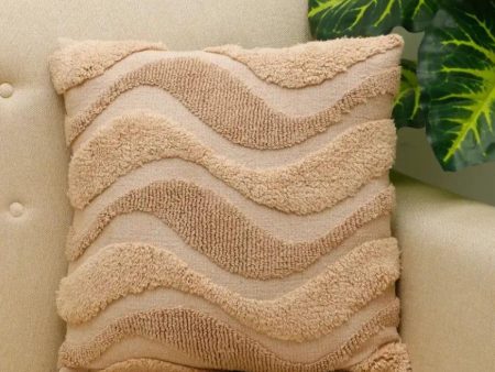 Sea Waves Knitted Tufted Cotton Cushion Cover | 18 x 18 Inches Online now