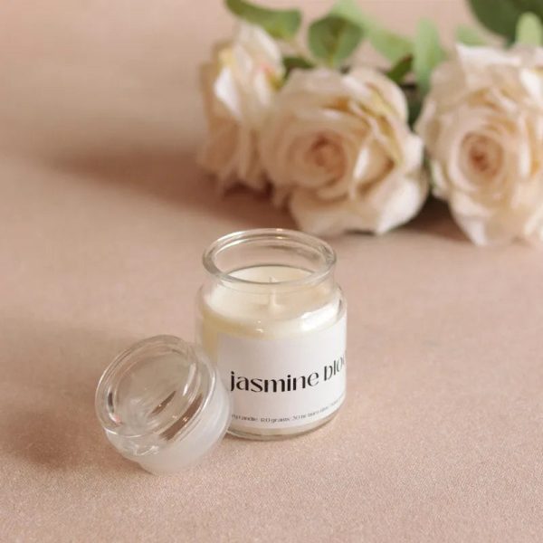 Jasmine Bloom Scented Jar Candle | Single | 5.8 x 8.4 cm   2.3 x 3.3 inches For Sale