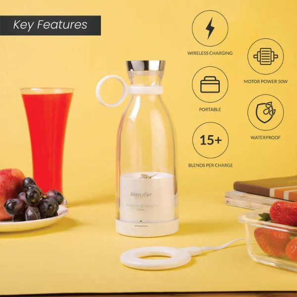 Modern White Mini Portable Juicer Blender with Wireless Charging | 350 ml For Discount