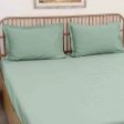 Green Sage Cotton Satin Bedding Set With Pillow Cover | Double Fitted | 72 x 75 Inches For Cheap