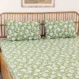 Green Genda Phool Cotton Bedding Set With Pillow Cover | Double Size | 90 x 108 Inches Online Hot Sale