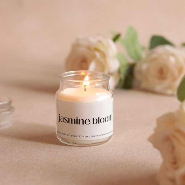 Jasmine Bloom Scented Jar Candle | Single | 5.8 x 8.4 cm   2.3 x 3.3 inches For Sale