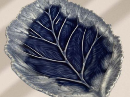 Blue Leaf Ceramic Serving Platter | 9 x 8 inches on Sale