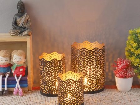 Black & Gold Votive Tealight Holders | Set of 3 For Sale