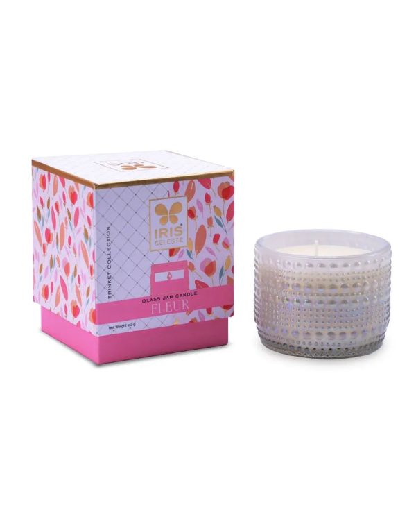 Trinket Collection | Fleur Fragrance Jar Candle | Multiple Colors | Single | 7.6 x 10.2 cm   3 x 4 inches Supply