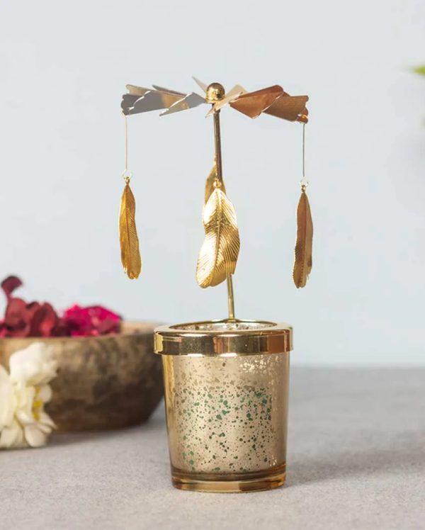 Feather Rotating Candle Holder With Tea Light Stand | 2 x 12 inches Discount