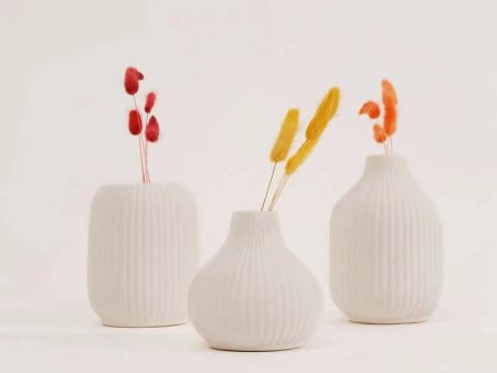 White Ivory Design Vase | Set Of 3 For Discount