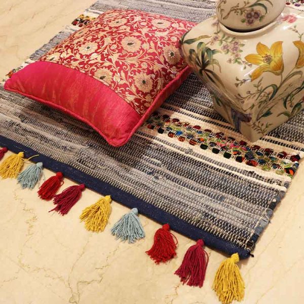 Tribal Contemporary Denim Cotton Carpet | 5x3 ft Supply