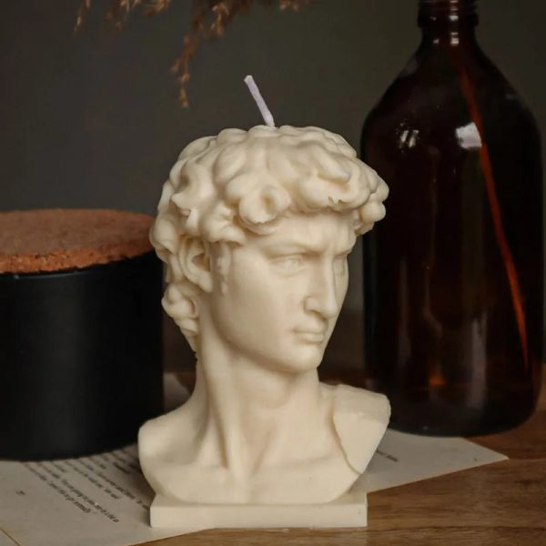 Big David Greek Sculpted Candle | 7.6 x 7.6 x 14 cm   3 x 3 x 5.5 inches For Sale