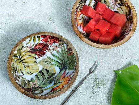 Paradise Print Wooden Snack Dip Bowls | Set Of 2 Online Sale