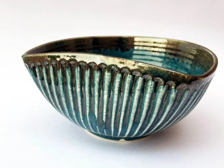 Teal Rectangular Ceramic Serving Bowl | 8.5 x 6 x 4 inches Hot on Sale