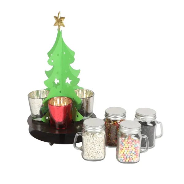 Christmas Tree Tealight Holder & Jars | 5 x 5 x 12 inches on Sale