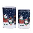 Santa & Friends Blue Tall Storage Box | Set of 2 For Sale