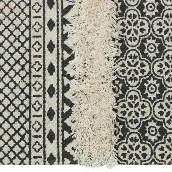 Sen Printed Grey Handmade Cotton Carpet | 2x3 ft Cheap